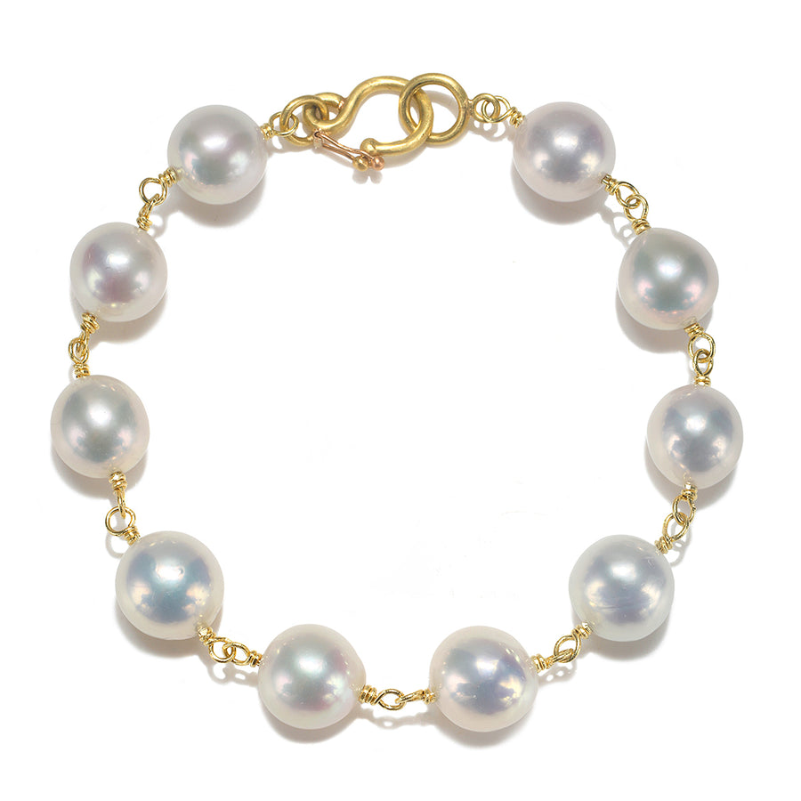 18 Karat Gold Handwrapped Freshwater Pearl Bracelet