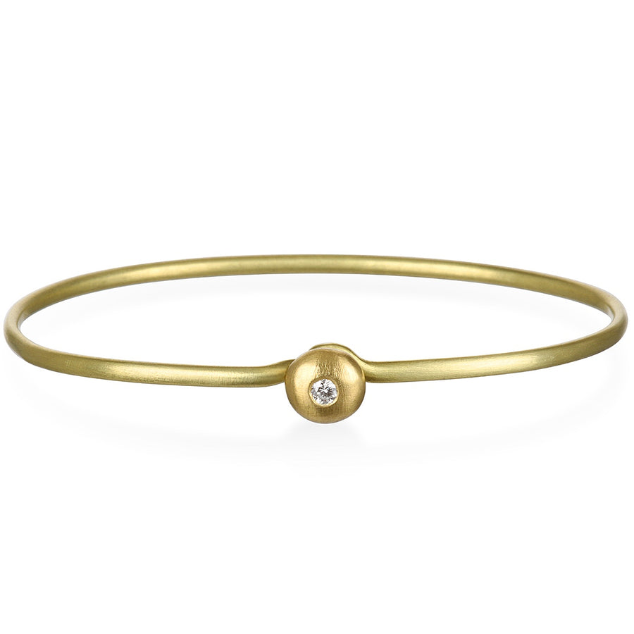 18 Karat Gold Diamond Button Bangle