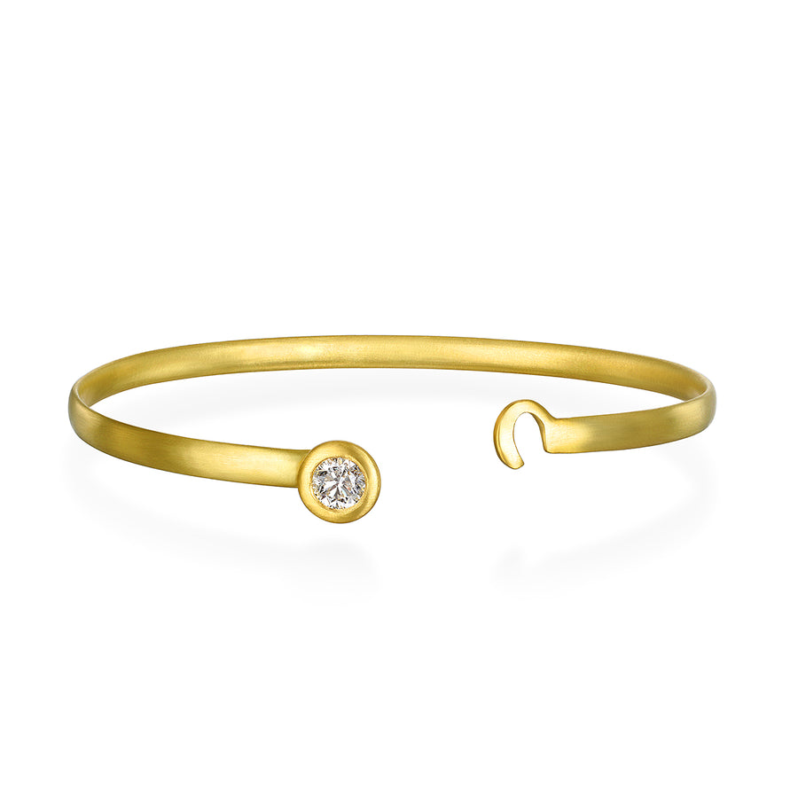 18 Karat Gold Diamond Solitaire Button Bangle