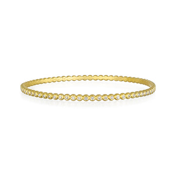 18 Karat Gold Diamond Granulation Bead Bangle