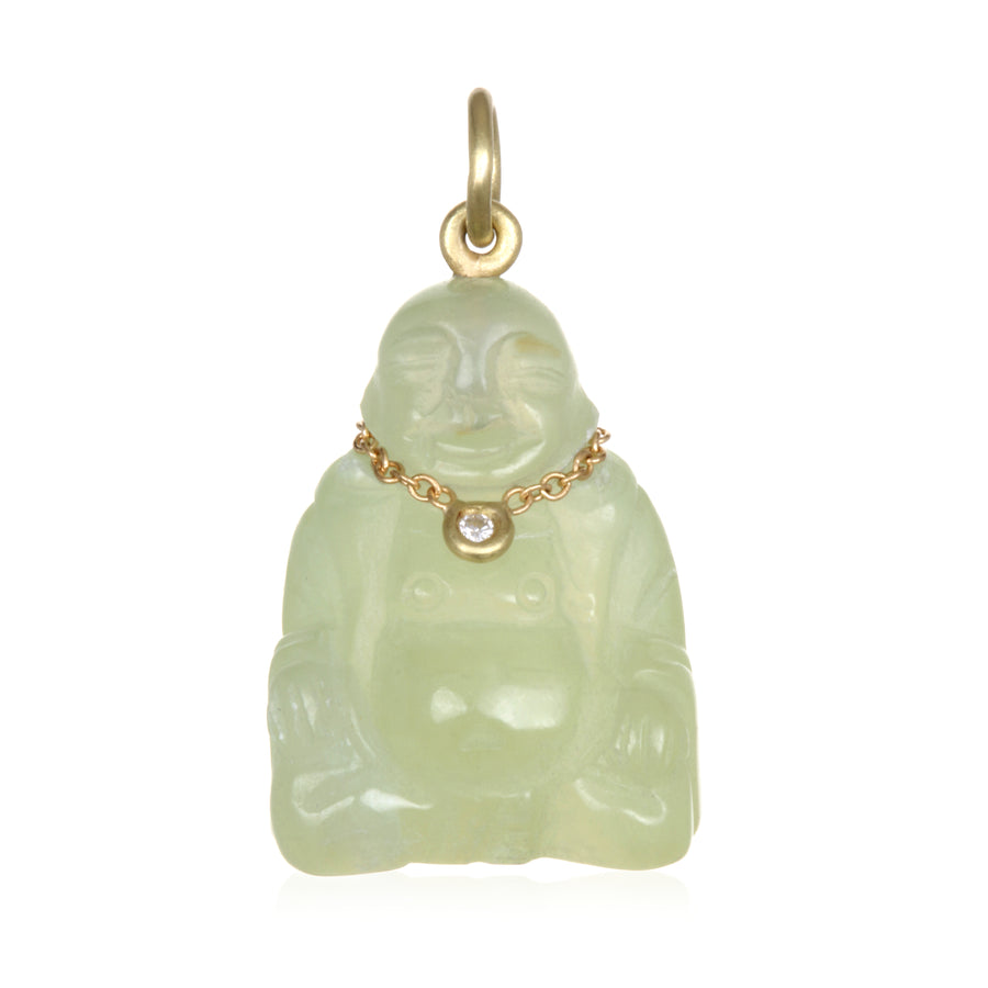 18 Karat Gold Gemstone Buddha Charm with Diamond Necklace