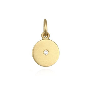 18 Karat Gold Diamond Disc Charm