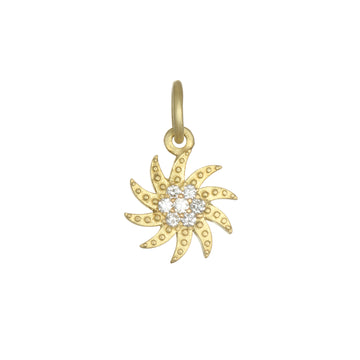 18 Karat Gold Diamond Sun Charm