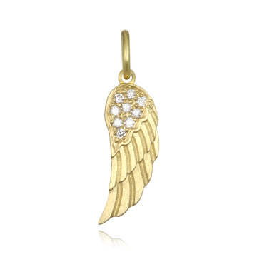 18 Karat Gold Diamond Angel Wing Charm