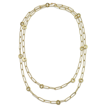 18 Karat Gold Paperclip Chain with Planished Links