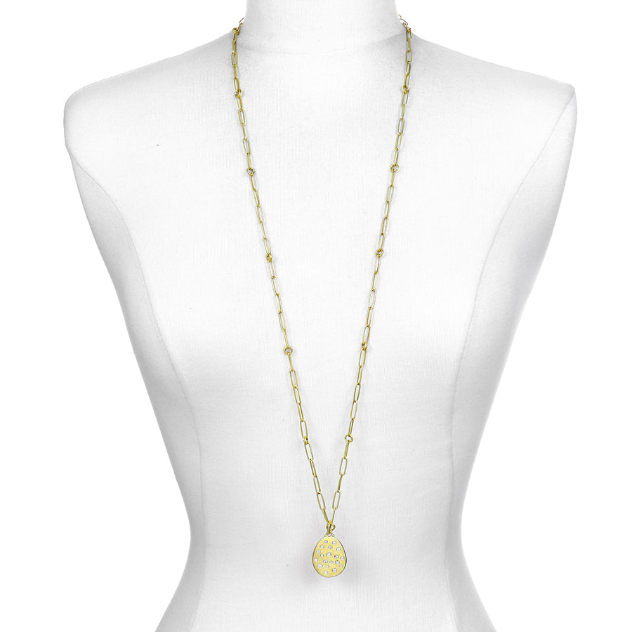18 Karat Gold Diamond Dog Tag Pendant - Large