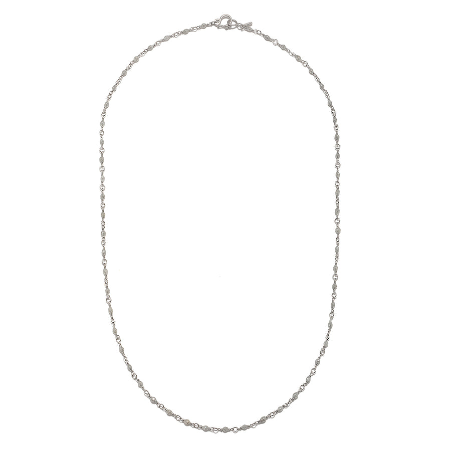 Platinum and 18K White Gold Hand-wrapped Diamond Bead Necklace