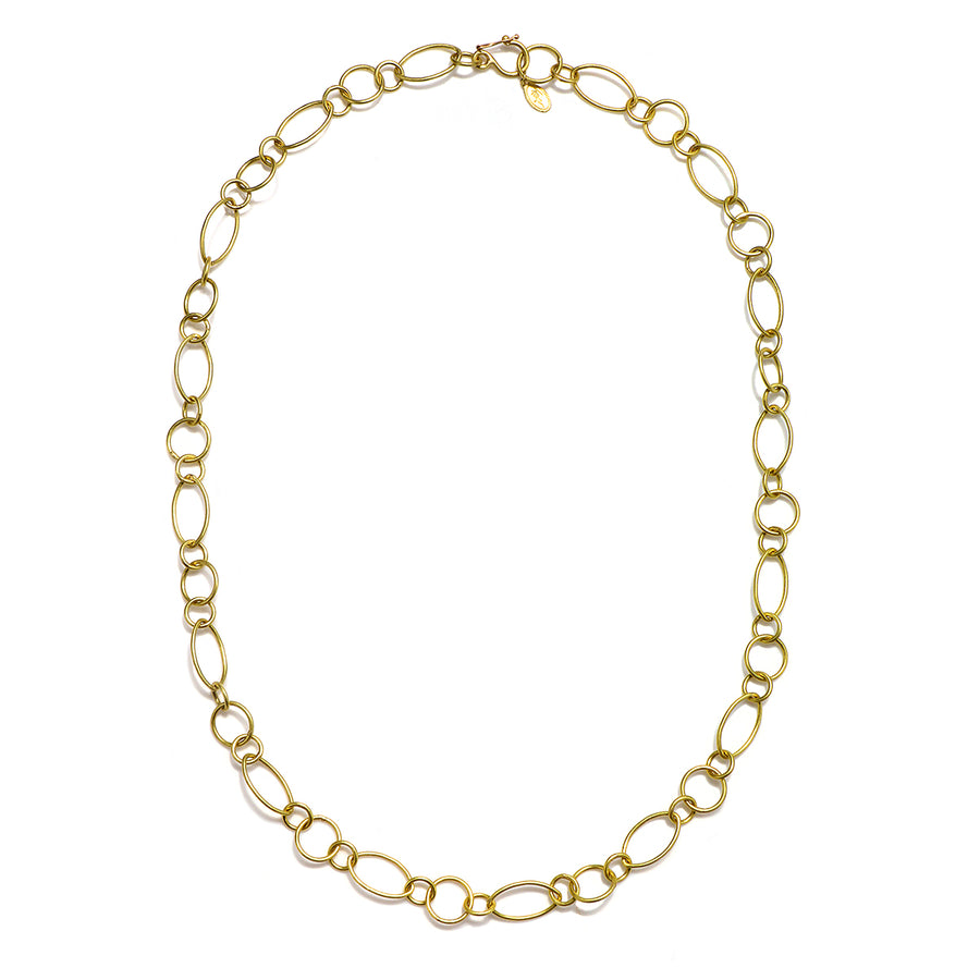 18 Karat Gold Handmade Marquise Link Chain 22"