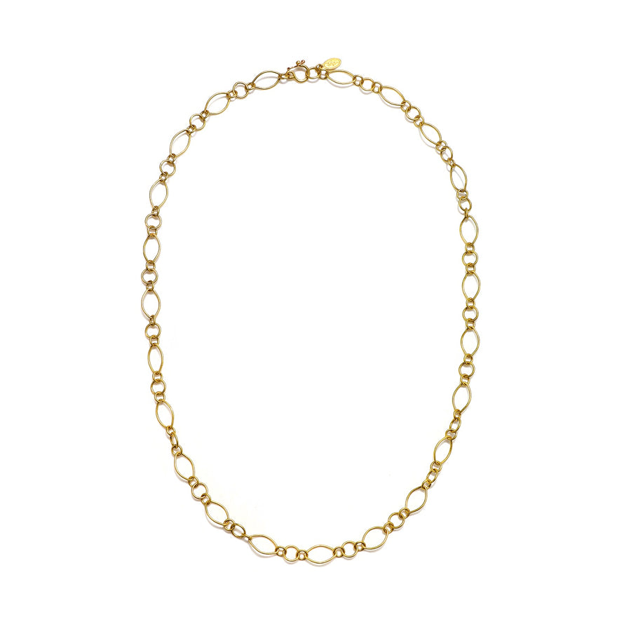 18 Karat Gold Handmade Mini Marquise Chain