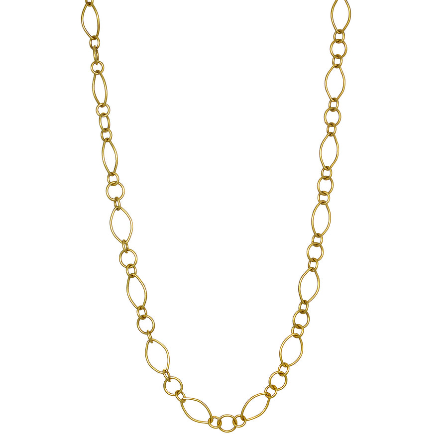 18 Karat Gold Handmade Mini Marquise Chain