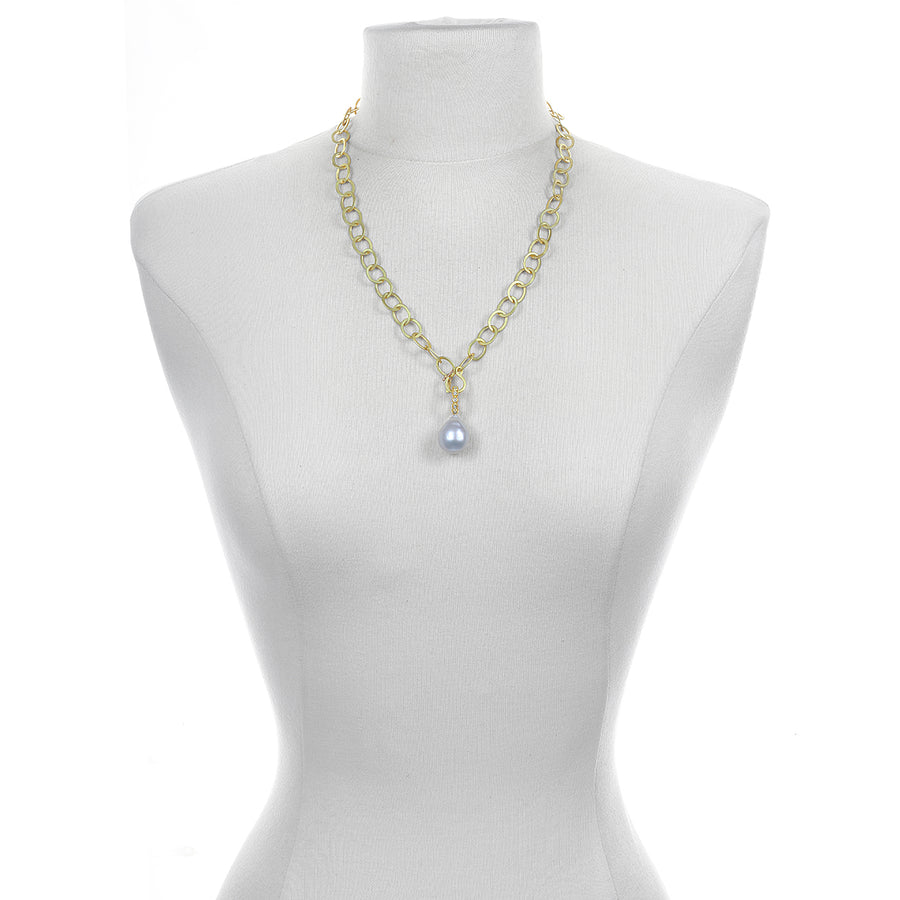 18 Karat Gold and Diamond South Sea Baroque Pearl Pendant