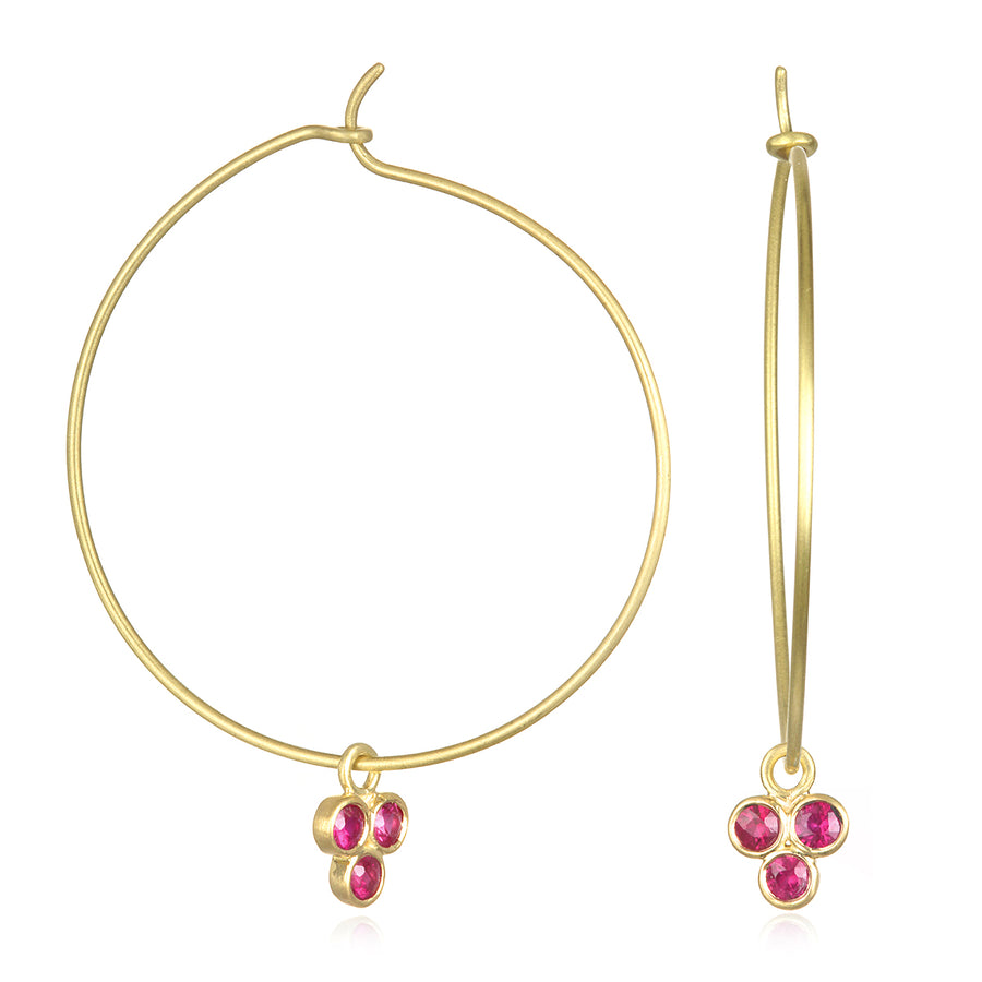 18 Karat Gold Triple  Gemstone Drops