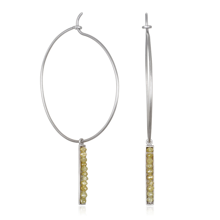 Platinum Yellow Raw Diamond Bar Drops