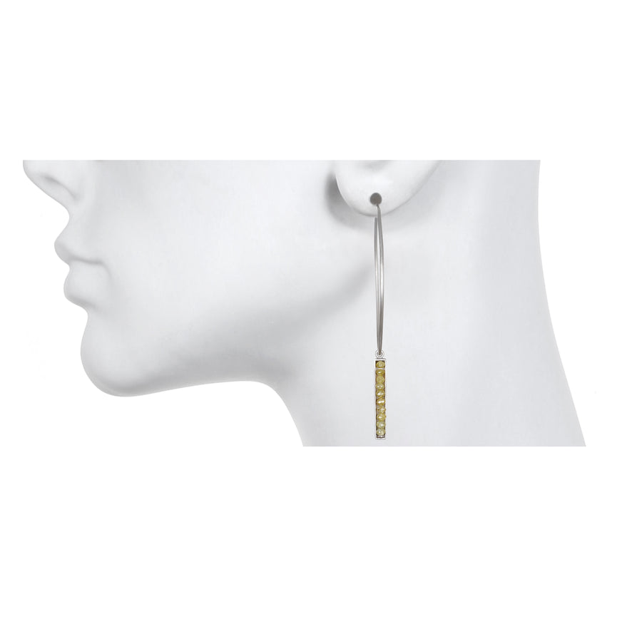Platinum Yellow Raw Diamond Bar Drops