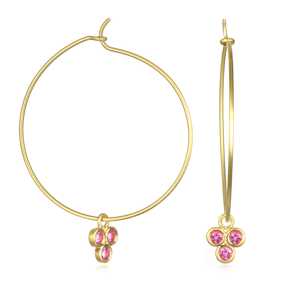 18 Karat Gold Triple  Gemstone Drops