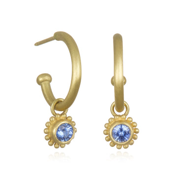 18 Karat Gold Blue Ceylon Sapphire Granulation Drops