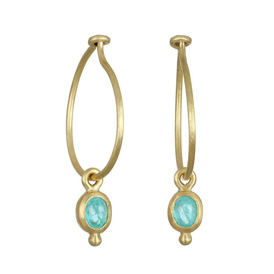 Paraiba Tourmaline Drops on Mini Wire Hoops