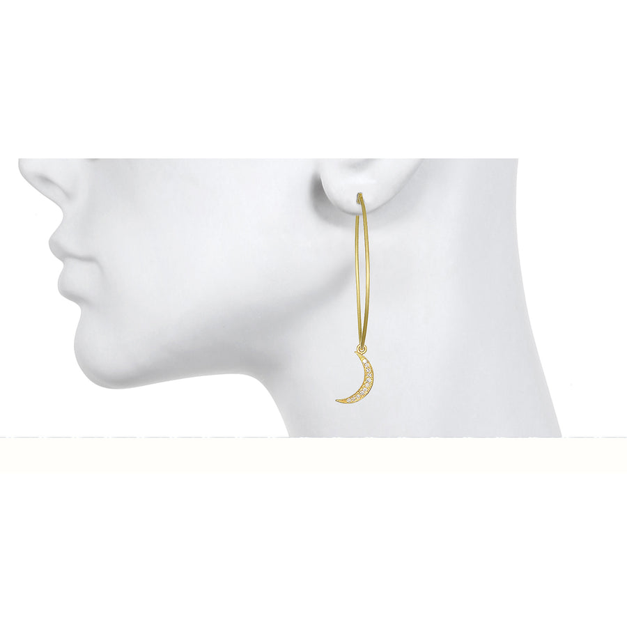 18 Karat Gold Diamond Crescent Moon Drops