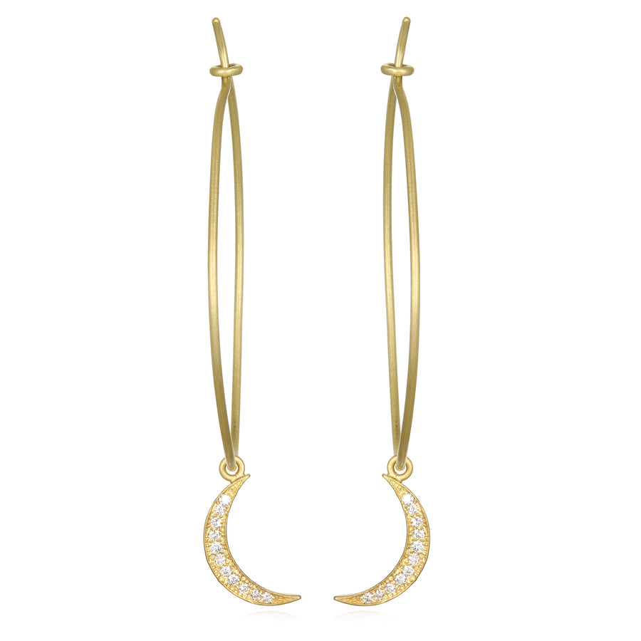 18 Karat Gold Diamond Crescent Moon Drops