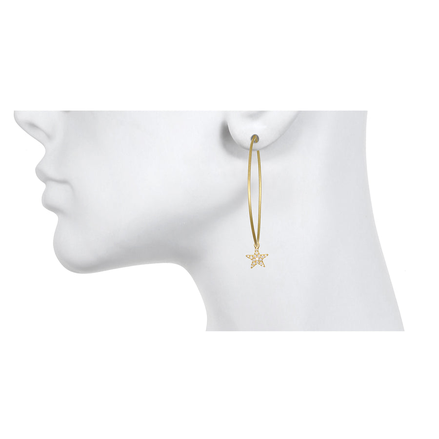 18 Karat Gold Diamond Moon & Star Drops For Hoops