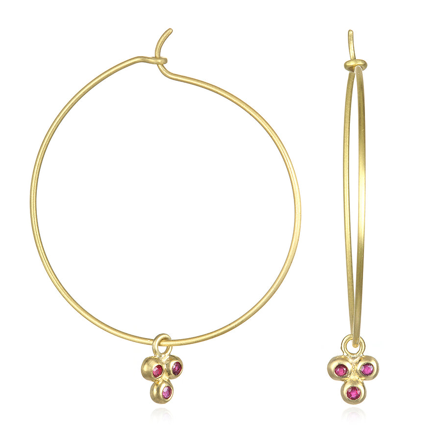 18 Karat Gold Triple  Gemstone Drops
