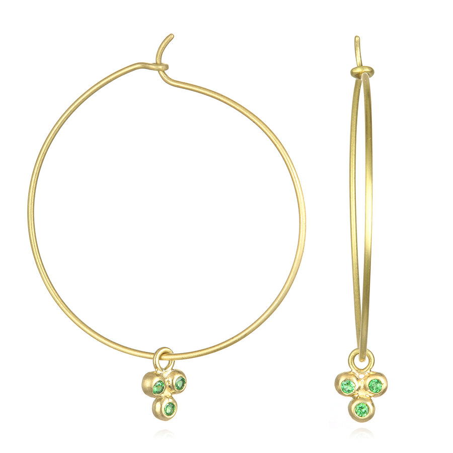 18 Karat Gold Triple  Gemstone Drops