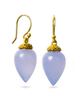 18 Karat Gold Lapis Acorn Drop Earrings