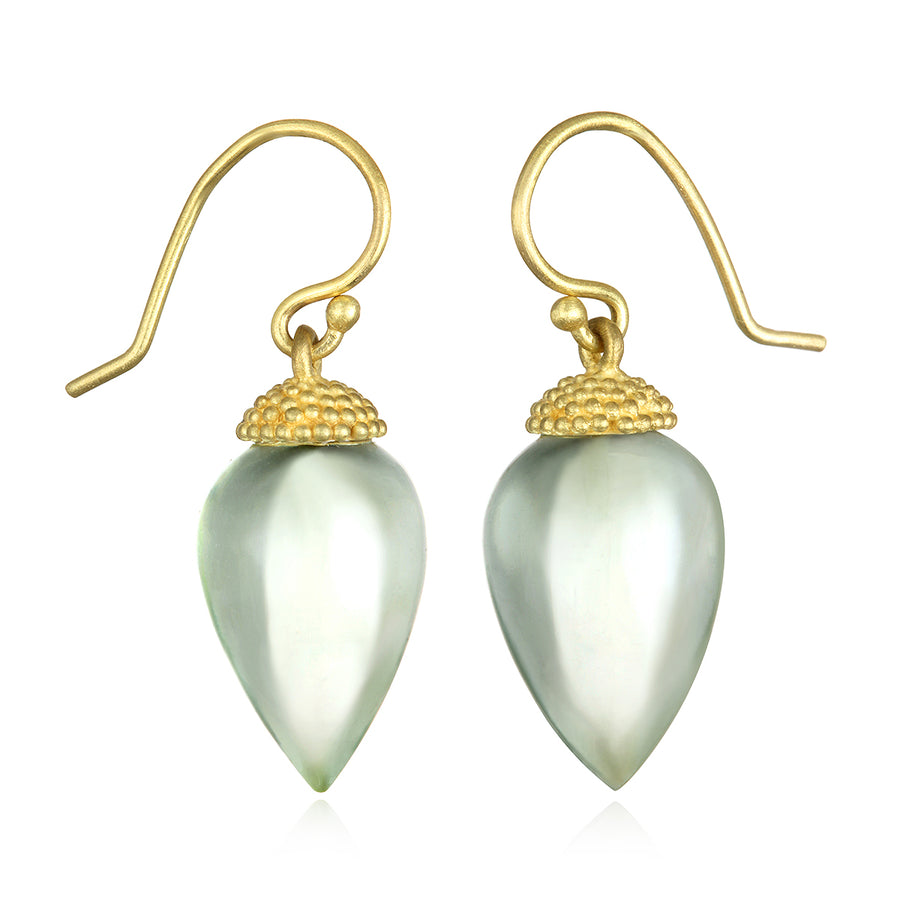 18 Karat Gold Lapis Acorn Drop Earrings