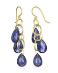 18 Karat Gold Multi-Loop Blue Umba Sapphire Briolette Earrings
