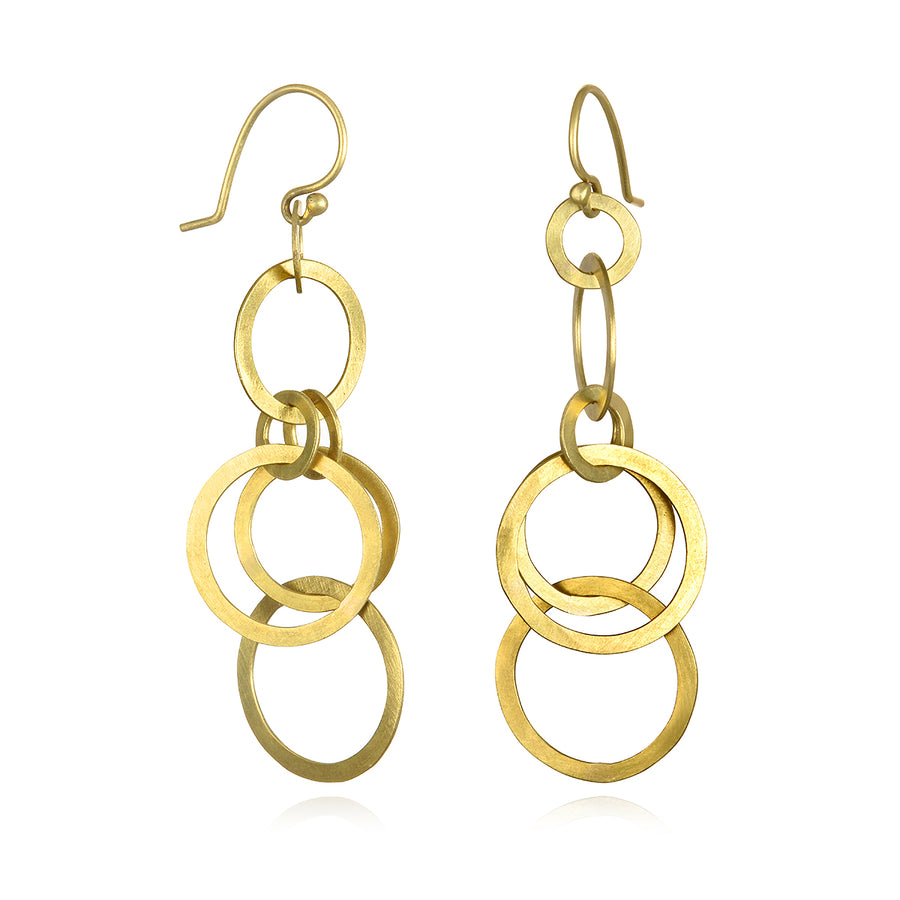 18 Karat Gold Multi Planished Loop Earrings