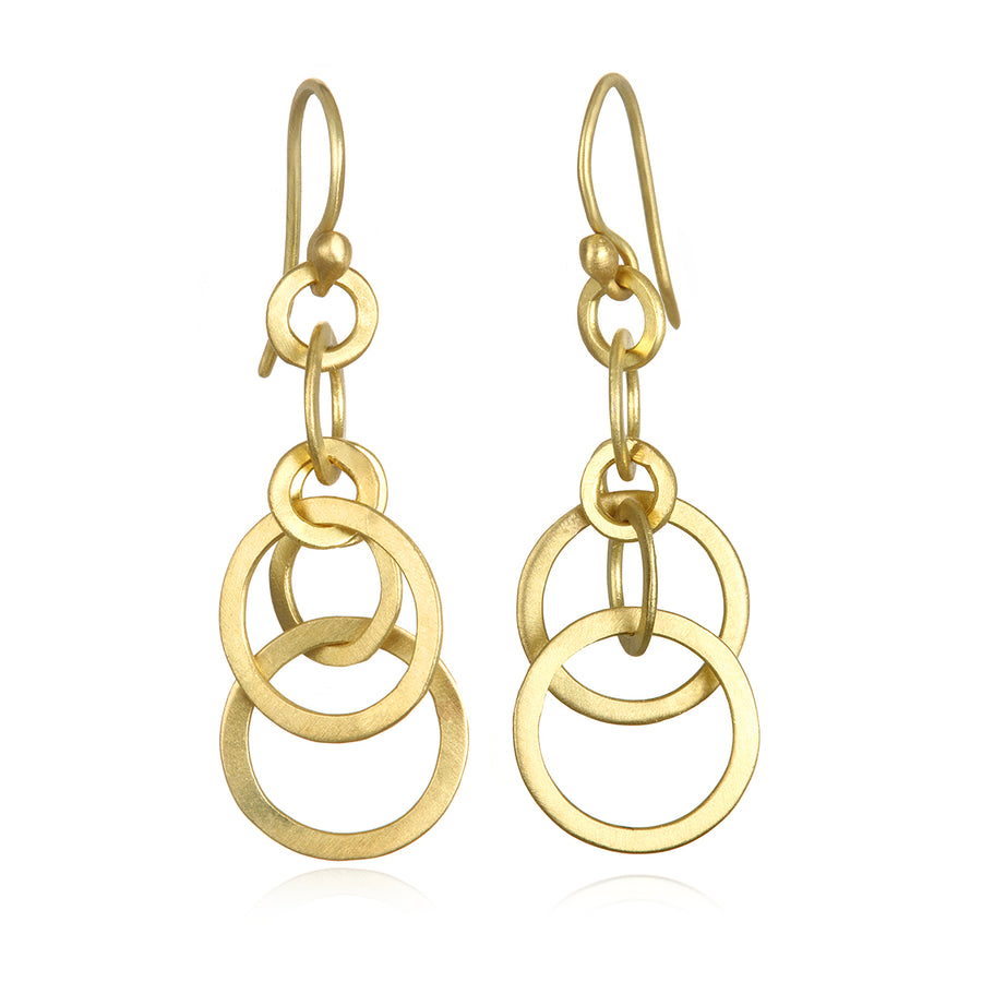 18 Karat Gold Multi Planished Loop Earrings