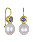 Tanzanite and Freshwater Pearl Drop Earrings