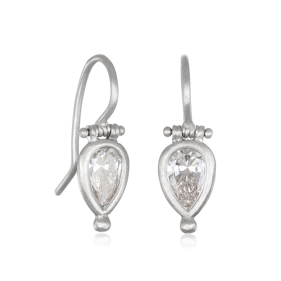 Platinum Pear Shape Diamond Hinge Earrings