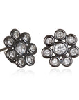18 Karat Gold Black Rhodium Diamond Daisy Earrings With Pearl Drops