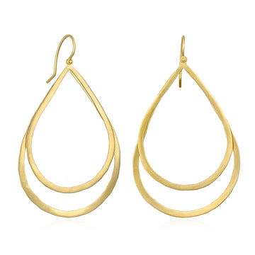 18 Karat Gold Double Teardrop Earrings