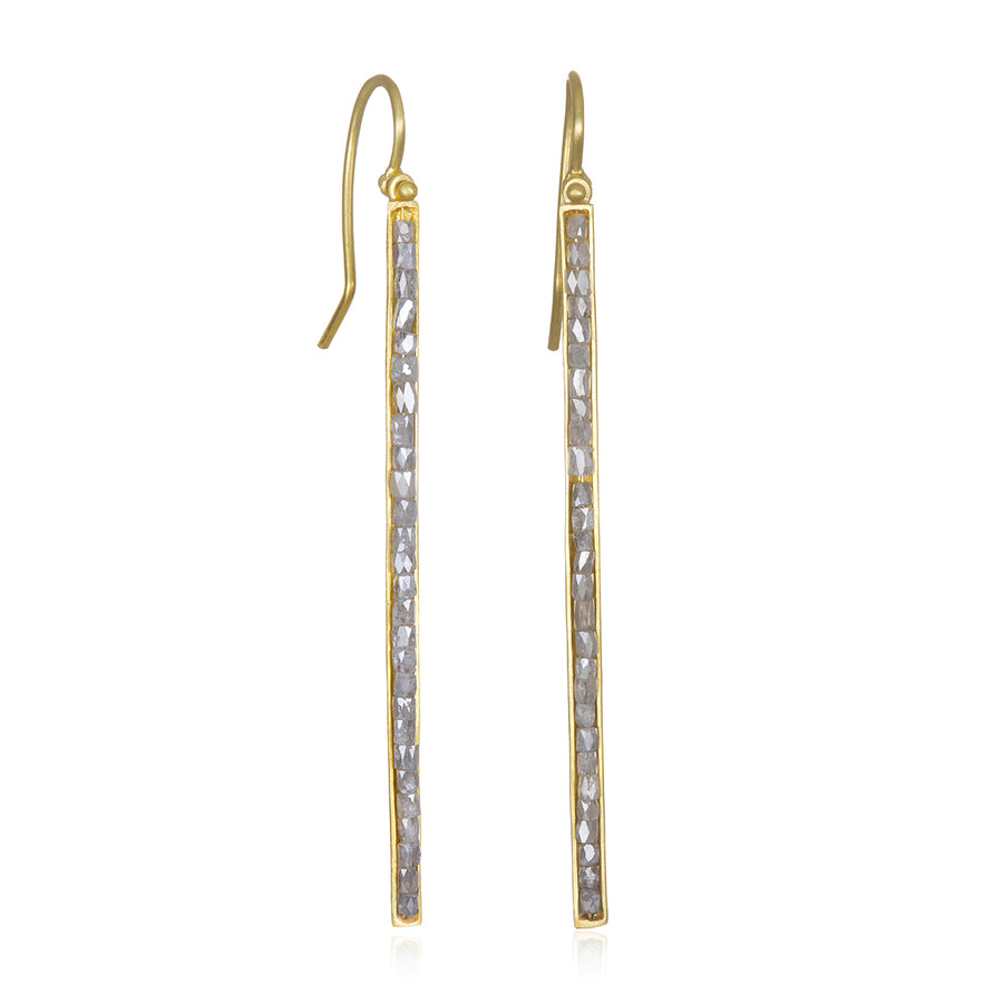 Silver Heshi Diamond Bar Earrings