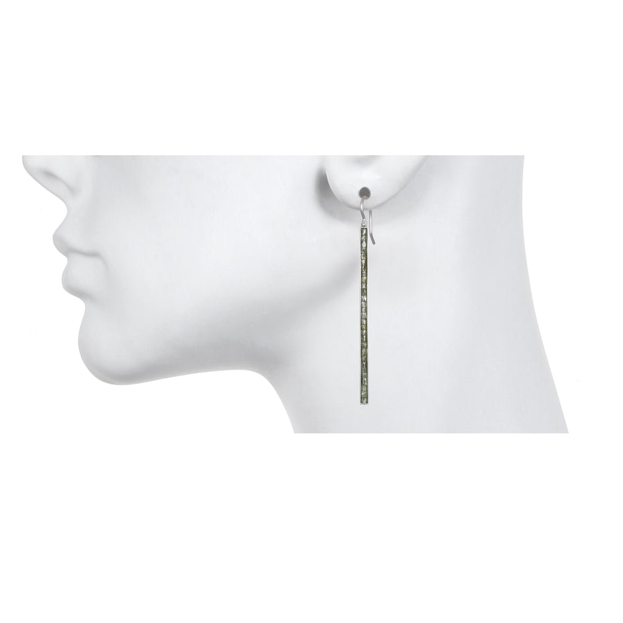 Green-Yellow Diamond Bar Earrings