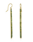 18 Karat Gold Green Diamond Bar Earrings