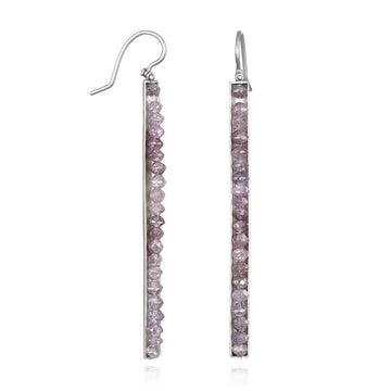 Platinum Lavender Diamond Bar Earrings