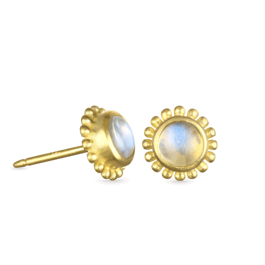 18 Karat Gold Baby Burma Moonstone Studs