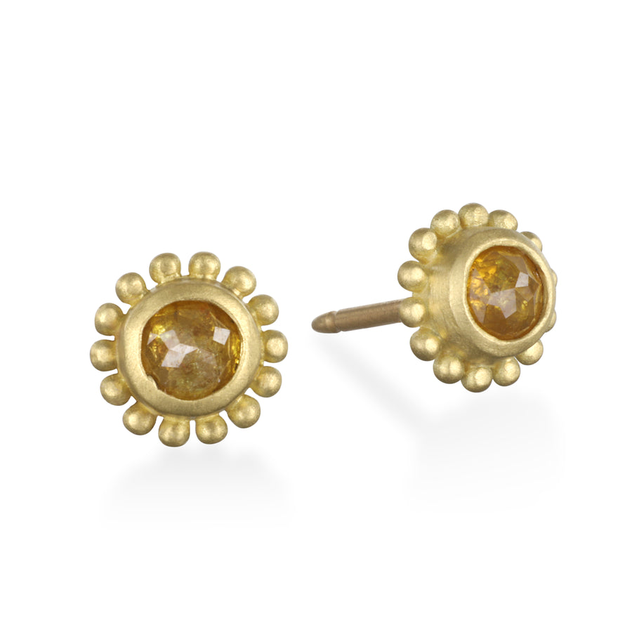 18 Karat Gold Milky Diamond Stud Earrings