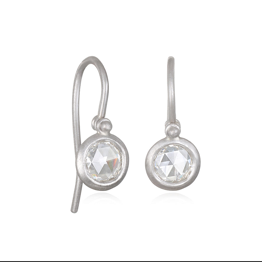 Platinum Hinged Rose Cut Diamond Drop Earrings