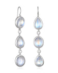 Platinum Diamond Ceylon Moonstone Line Earrings