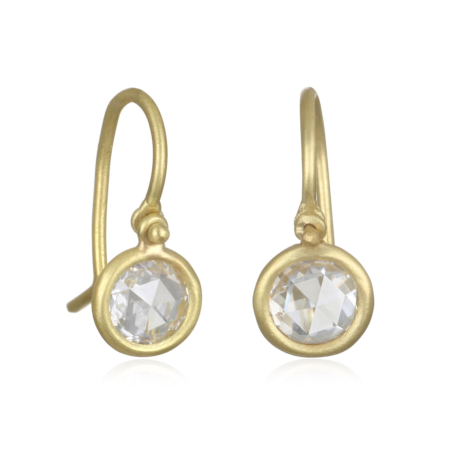Platinum Hinged Rose Cut Diamond Drop Earrings