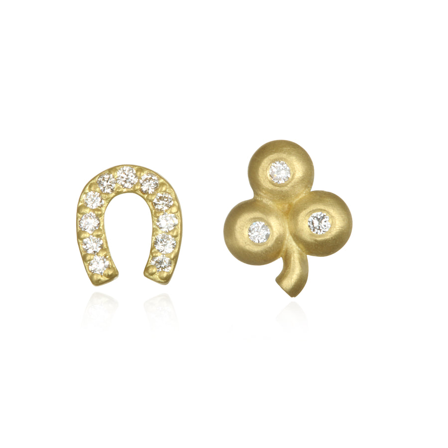 18 Karat Gold Diamond Lucky Charm Studs