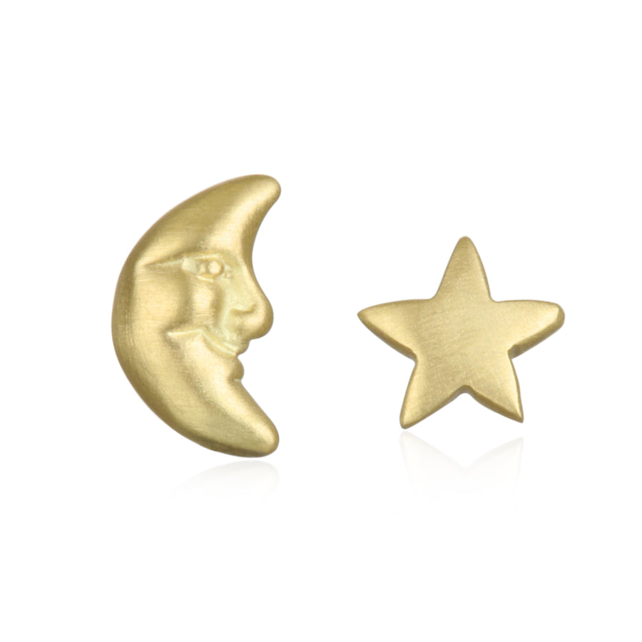 18 Karat Gold Moon & Star Studs