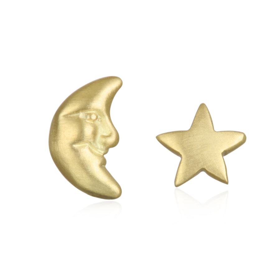 18 Karat Gold Moon & Star Studs