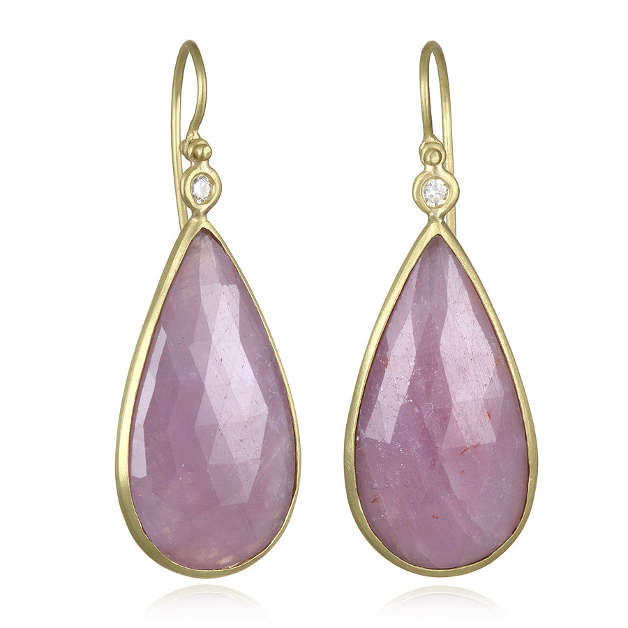 Pink Sapphire Bezel Drop Earring