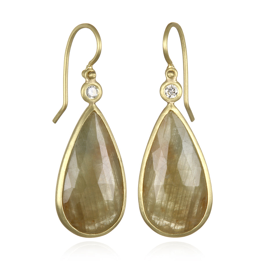 Yellow Green Sapphire Slice Earring