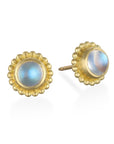 18 Karat Gold Moonstone Granulation Studs, Large